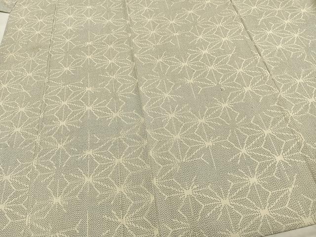 平和屋着物▽お召 単衣 麻の葉文様 反端付き 正絹 逸品 AAAZ9441fy
