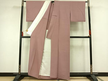 平和屋着物▽上質な色無地 単衣 薄柿色 正絹 逸品 未使用 AAAZ9442fy