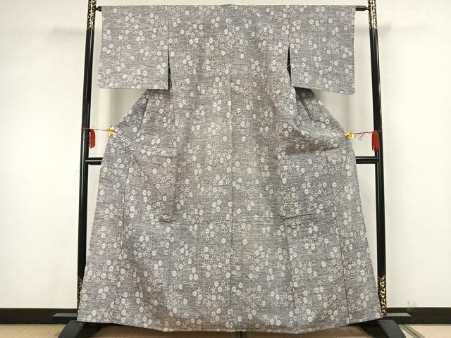 平和屋着物▽上質な紬 単衣 舞花文 正絹 逸品 AAAZ9443fy