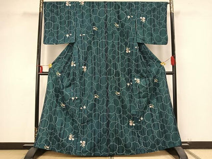 平和屋着物▽小紋 単衣 草花文 洗える着物 AAAZ9444fy
