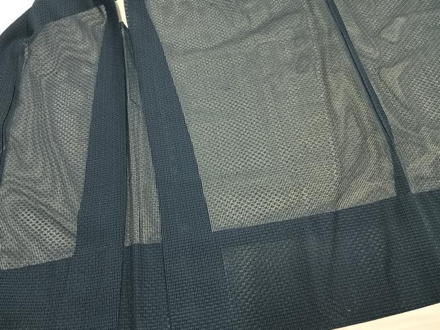 平和屋着物▽羽織　スリーシーズン　春夏秋　塵除け　幾何学地紋　紺青色　正絹　逸品　AAAZ9449fy