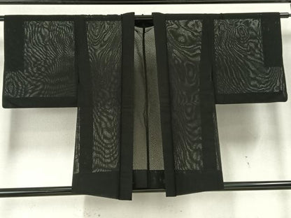 平和屋着物▽羽織 スリーシーズン 春夏秋 塵除け 花尽くし 黒地 正絹 逸品 AAAZ9450fy