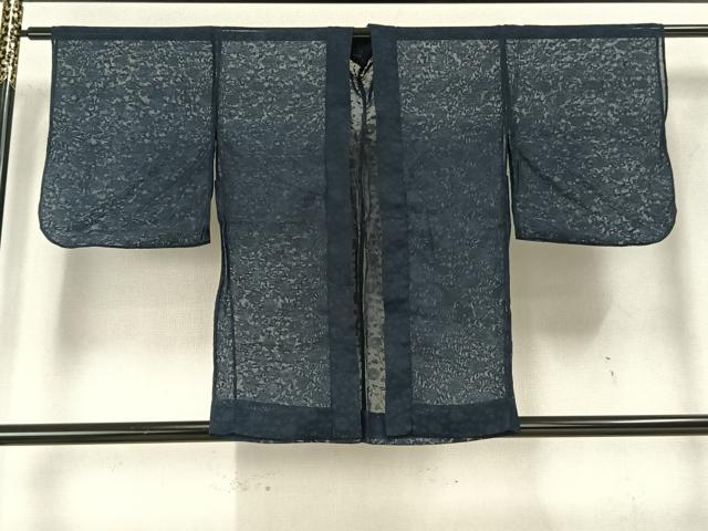 平和屋着物▽羽織 スリーシーズン 春夏秋 塵除け 草花地紋 青藍色 正絹 逸品 AAAZ9453fy