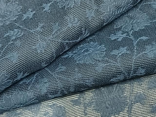 平和屋着物▽羽織 スリーシーズン 春夏秋 塵除け 草花地紋 青藍色 正絹 逸品 AAAZ9453fy