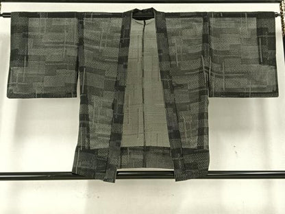 平和屋着物▽羽織 スリーシーズン 春夏秋 塵除け 幾何学文 正絹 逸品 AAAZ9454fy