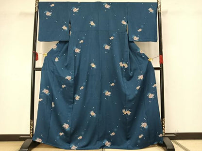 平和屋着物▽小紋 単衣 草花丸文 暈し染め 洗える着物 AAAZ9459fy
