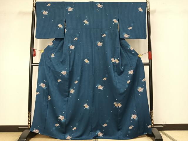 平和屋着物▽小紋 単衣 草花丸文 暈し染め 洗える着物 AAAZ9459fy