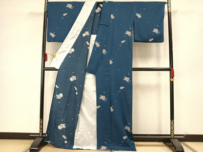 平和屋着物▽小紋 単衣 草花丸文 暈し染め 洗える着物 AAAZ9459fy