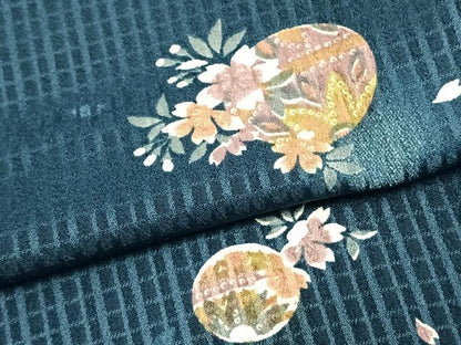 平和屋着物▽小紋 単衣 草花丸文 暈し染め 洗える着物 AAAZ9459fy