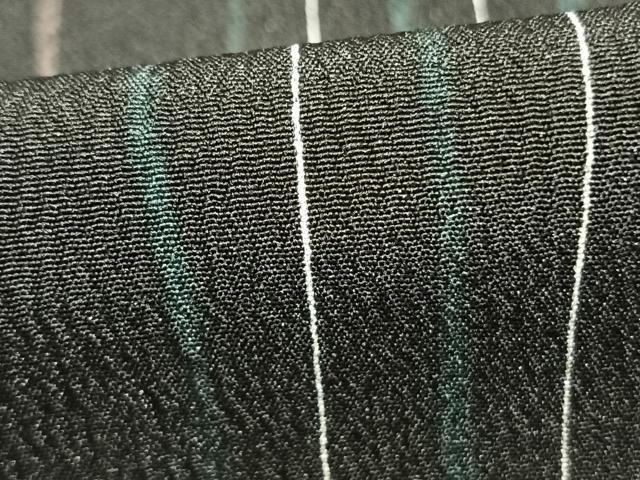 平和屋着物▽小紋 単衣 よろけ縞 黒地 洗える着物 AAAZ9460fy