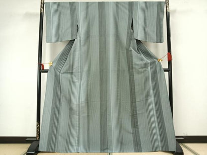 平和屋着物▽小紋 単衣 縞 やまと誂製 洗える着物 AAAZ9462fy