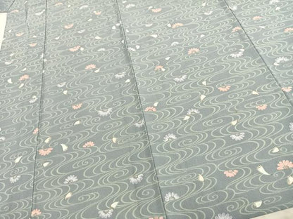 平和屋着物▽小紋 単衣 舞花文 洗える着物 AAAZ9463fy