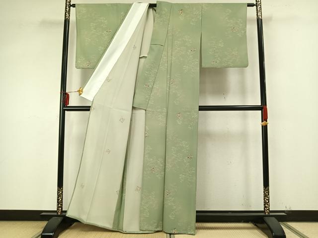 平和屋着物▽小紋 単衣 草花文 洗える着物 AAAZ9464fy