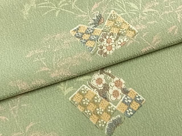 平和屋着物▽小紋 単衣 草花文 洗える着物 AAAZ9464fy