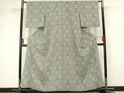 平和屋着物▽小紋 単衣 吉祥花文 洗える着物 AAAZ9466fy