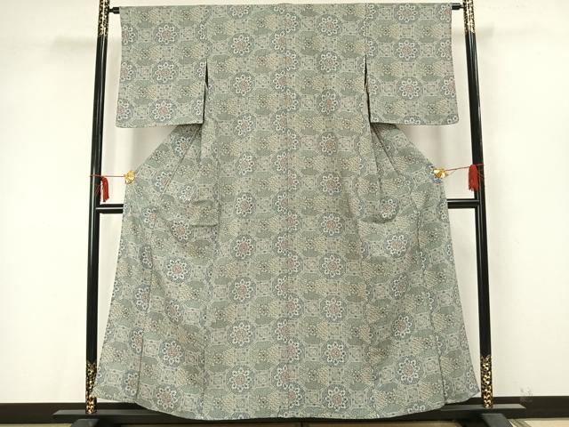 平和屋着物▽小紋 単衣 吉祥花文 洗える着物 AAAZ9466fy