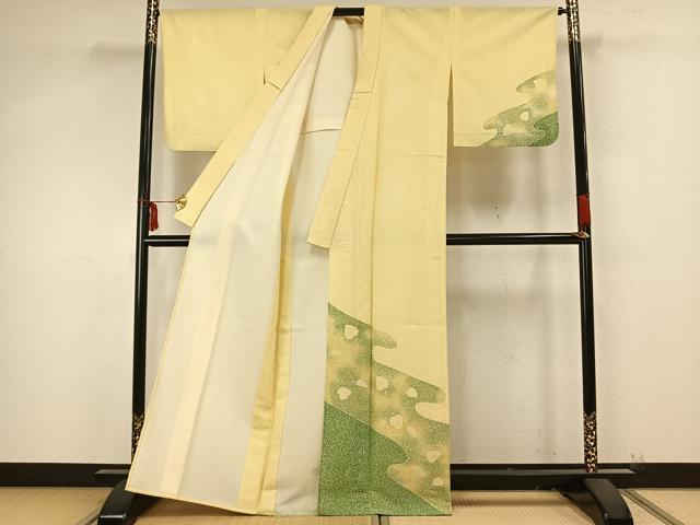 平和屋着物▽訪問着 単衣 舞葉文 洗える着物 AAAZ9467fy