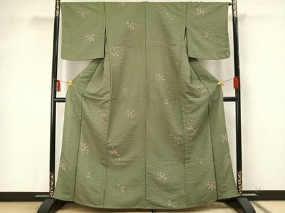 平和屋着物▽小紋　単衣　南天文　洗える着物　AAAZ9468fy