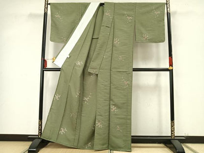 平和屋着物▽小紋　単衣　南天文　洗える着物　AAAZ9468fy