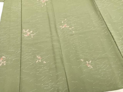 平和屋着物▽小紋　単衣　南天文　洗える着物　AAAZ9468fy