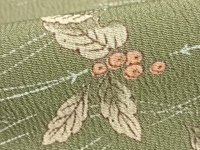 平和屋着物▽小紋　単衣　南天文　洗える着物　AAAZ9468fy