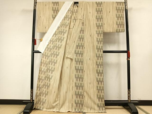 平和屋着物▽小紋 単衣 矢羽文 洗える着物 AAAZ9472fy