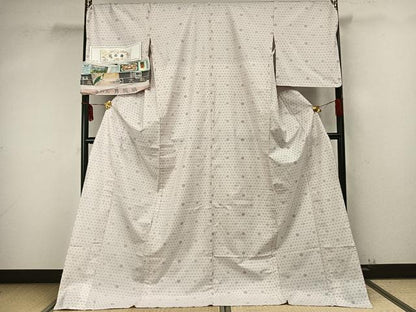 平和屋着物▽本場大島紬　単衣　さねん月桃染　幾何学文様　やまと誂製　窪田織物謹製　証紙付き　ロング丈　正絹　逸品　AAAZ9473fy