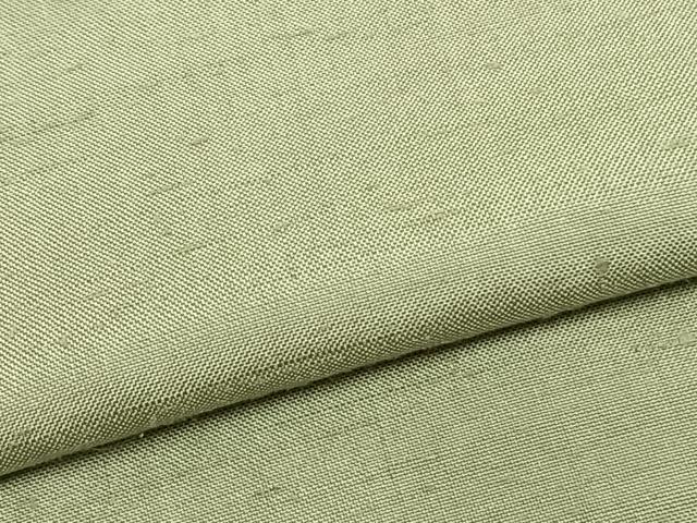 平和屋着物▽上質な紬　単衣　色無地　若葉色　正絹　逸品　AAAZ9478fy