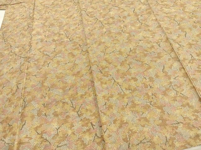 平和屋着物▽上質な紬　単衣　樹林文　正絹　逸品　AAAZ9479fy