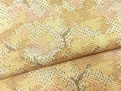 平和屋着物▽上質な紬　単衣　樹林文　正絹　逸品　AAAZ9479fy