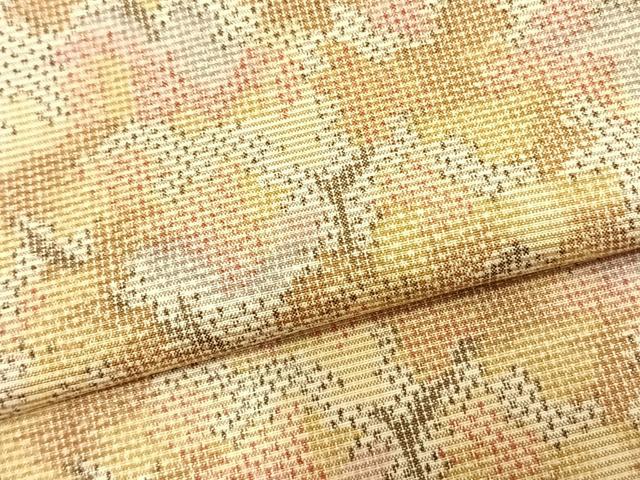 平和屋着物▽上質な紬　単衣　樹林文　正絹　逸品　AAAZ9479fy