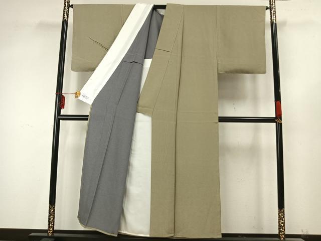 平和屋着物▽江戸小紋 単衣 万筋 茶色×灰色 やまと誂製 正絹 逸品 未使用 AAAZ9481fy