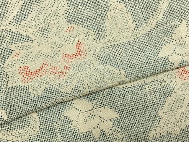 平和屋着物▽上質な紬 単衣 花唐草文 正絹 逸品 AAAZ9484fy
