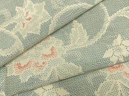 平和屋着物▽上質な紬 単衣 花唐草文 正絹 逸品 AAAZ9484fy