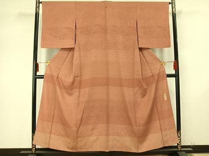 平和屋着物▽山下晴三 京友禅競技大会受賞 訪問着 単衣 横段文 正絹 逸品 AAAZ9486fy