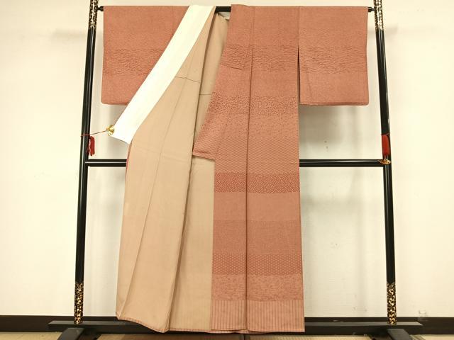 平和屋着物▽山下晴三 京友禅競技大会受賞 訪問着 単衣 横段文 正絹 逸品 AAAZ9486fy