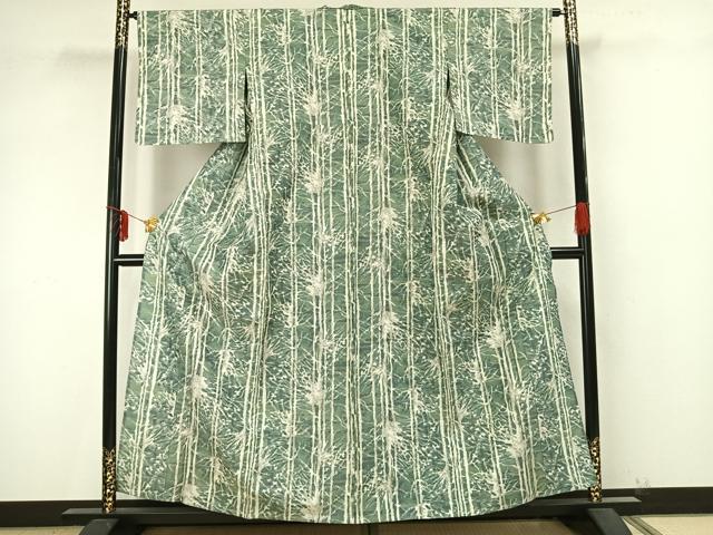 平和屋着物▽上質な紬 単衣 草葉文 正絹 逸品 AAAZ9488fy