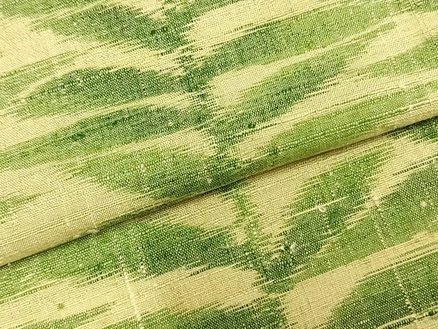平和屋着物▽上質な紬 単衣 草葉文 正絹 逸品 AAAZ9489fy