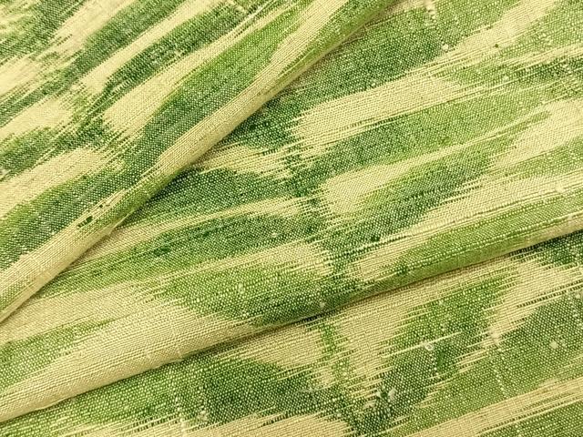 平和屋着物▽上質な紬 単衣 草葉文 正絹 逸品 AAAZ9489fy