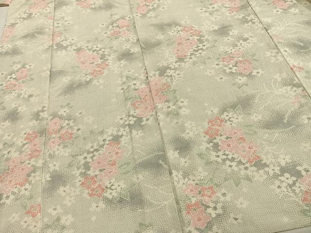平和屋着物▽本塩沢 単衣 草花文 正絹 逸品 未使用 AAAZ9494fy
