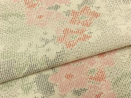 平和屋着物▽本塩沢 単衣 草花文 正絹 逸品 未使用 AAAZ9494fy
