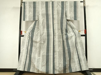 平和屋着物▽上質な紬　単衣　間道　正絹　逸品　AAAZ9495fy