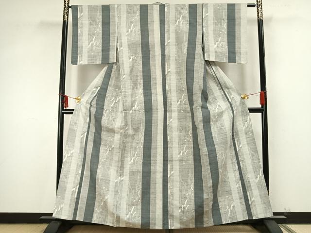 平和屋着物▽上質な紬　単衣　間道　正絹　逸品　AAAZ9495fy