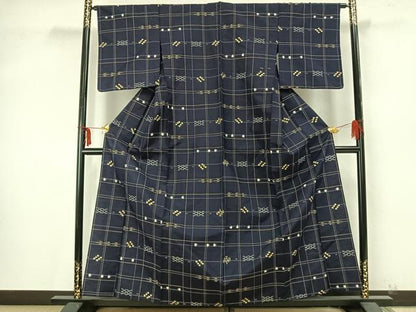 平和屋着物▽上質な紬 単衣 琉球絣 正絹 逸品 AAAZ9496fy