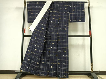 平和屋着物▽上質な紬 単衣 琉球絣 正絹 逸品 AAAZ9496fy
