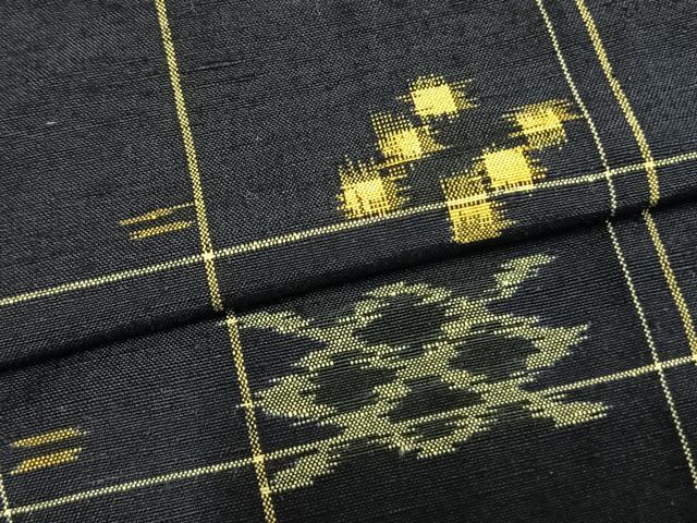 平和屋着物▽上質な紬 単衣 琉球絣 正絹 逸品 AAAZ9496fy