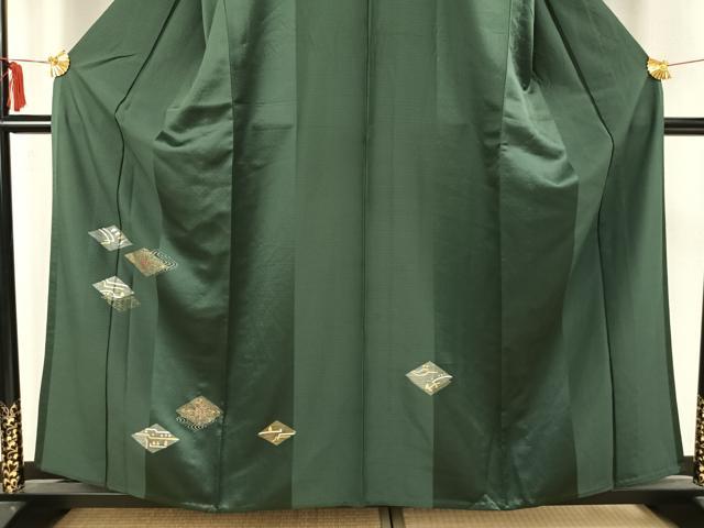 平和屋着物▽訪問着　単衣　駒刺繍　菱花文　金糸　金銀彩　正絹　逸品　AAAZ9506fy
