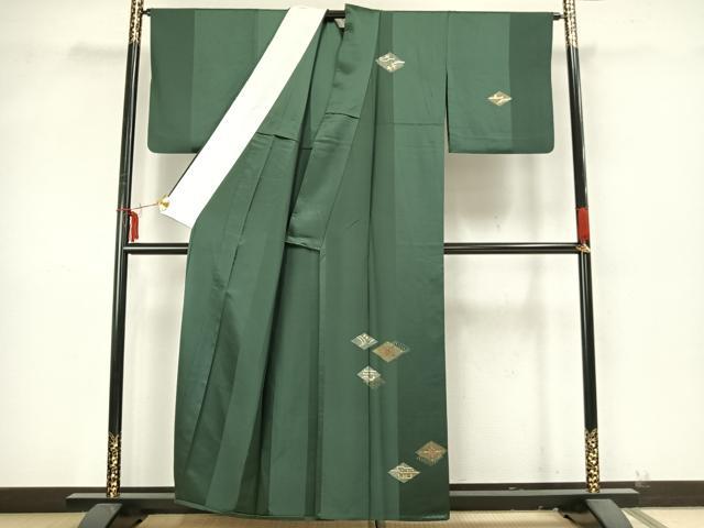 平和屋着物▽訪問着　単衣　駒刺繍　菱花文　金糸　金銀彩　正絹　逸品　AAAZ9506fy