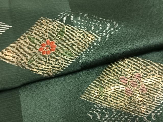 平和屋着物▽訪問着　単衣　駒刺繍　菱花文　金糸　金銀彩　正絹　逸品　AAAZ9506fy