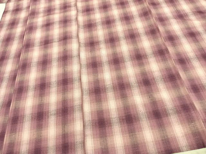平和屋着物▽上質な紬 単衣 格子 正絹 逸品 AAAZ9508fy